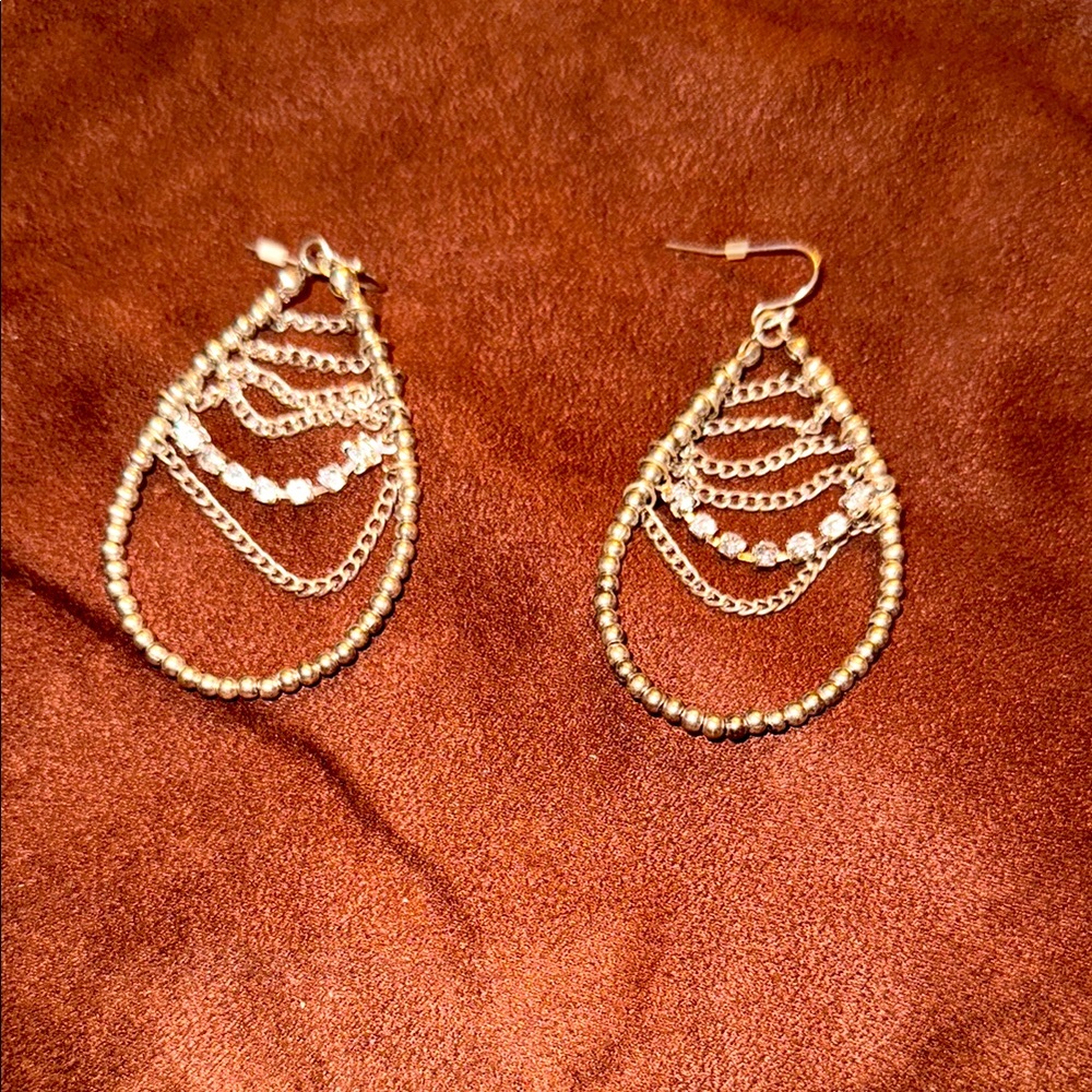 “M Style Lab” Silver Teardrop Earrings hook back